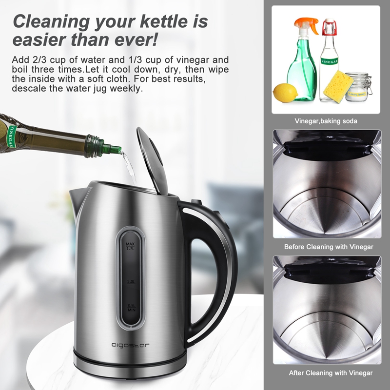 Aigostar King 30CDZ Electric Kettle Stainless Steel with LED Illuminat 