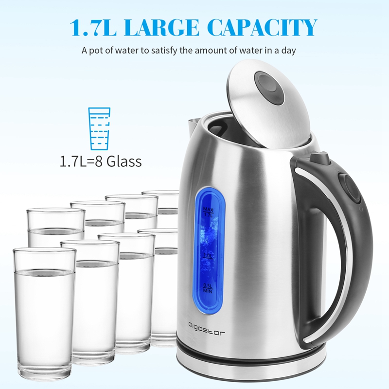 Aigostar King 30CDZ Electric Kettle Stainless Steel with LED Illuminat 